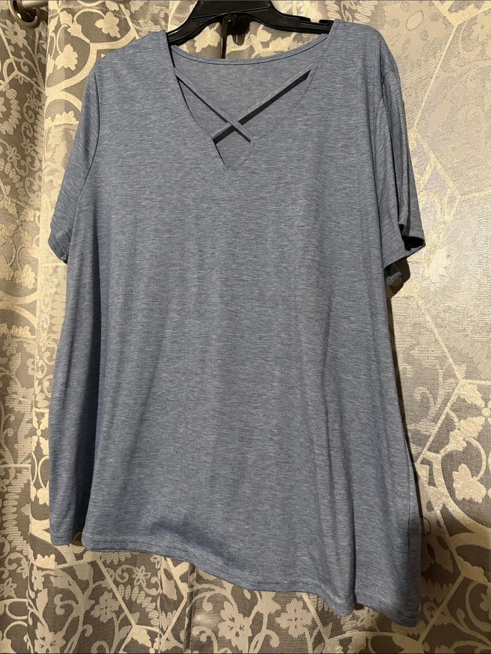 Women’s Crisscross V-Neck Top - Light Blue